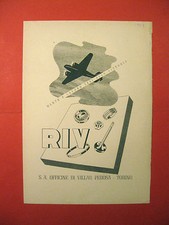 Pubblicita RIV Officine Villar Perosa Torino aereo vittoria  AUTARCHIA  1942