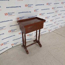 Tavolino Antico da Lavoro Gambe Tornite Legno Massello Italia XX Secolo