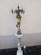PUTTO IN BRONZO CON COLONNA