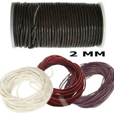 5 mt cordino in pelle 2 mm tondo per collane bracciali cuoio filo corda nero