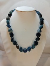 Collana Donna Agata Blu Cm.57 Chiusura Moschettone Acciaio