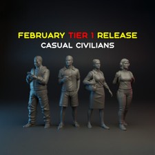 Modellino kit 4 personaggi civili casual scala 1/35 stampato in resina