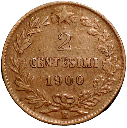Italia centesimi 1900 r - italia, 2