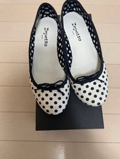Rare ballerine a pois Repetto bianche e nere US 6 popolari dal Giappone Auth