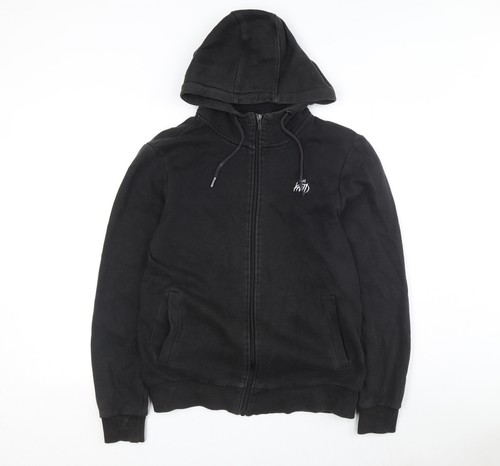 Felpa nera con cappuccio zip - con,