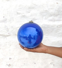 Antico Originale Kugel Pesante 6.6 " Vetro Blu Sfera Natale Ornamento Germany