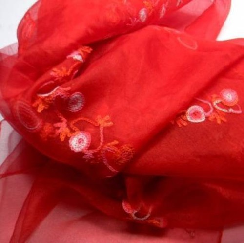 Stola rossa ricamata organza - rossa,