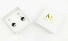 ORECCHINI CAMPANELLA FULL ZIRCONATE NERO IN ARGENTO 925  RODIATO IN ORO BIANCO 