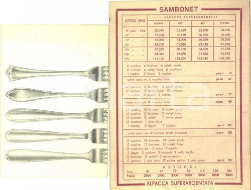 1940 ditta sambonet listino - 1940, ca