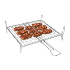 Griglia per Barbecue Cromata 35x35 cm - Graticola doppia per Carne, Pesce - 1695