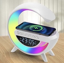 Lampada da Comodino con Orologio e Sveglia Ricarica Wireless Radio FM Bluetooth
