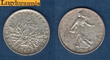 5 Franchi Semeuse 1967 TTB SUP