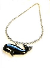 Hematite Whale Pendant