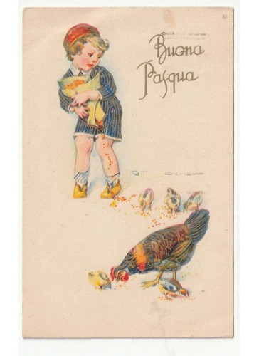 1939 bambina cibo - , pulcini