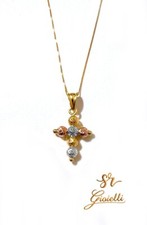 Collana Veneziana Con Croce a Sfere 45cm In Oro Tricolore 18kt 750 List 375€
