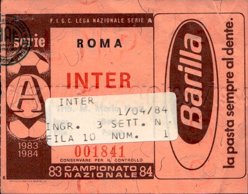 Biglietto inter 84 - inter, 1/04/84