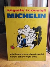 INSEGNA VECCHIO LOGO MICHELIN DA INTERNO ANNI 70/80  PUBBLICITA' Metallo 81 X 61