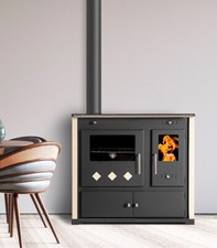 Practik Lux Eco Ivory 9,5 kW sinistra | Cucina a legna forno + top ghisa