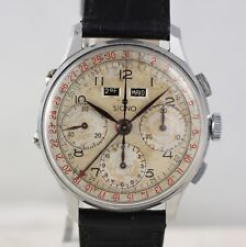 Signo Triple Date Vintage Valjoux 72C Chronograph! Ultra Rare!! 35mm Steel!