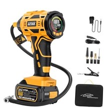  Gonfiatore Pneumatici Senza Fili, 180PSI Compressore Aria Portatile con 21V Nero Giallo