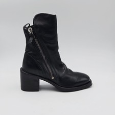 Scarpe Donna Moma Tg 35 Stivaletti Nero Pelle Tronchetto 59CN