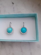 ORECCHINI Di TURCHESE NATURALE  SU ARGENTO 925  IMPREZIOSITO CON ZIRCONI  