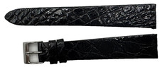 Cinturino ExtraLungo vero Coccodrillo piatto Nero 18/14mm Handmade in Italy