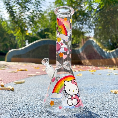 Girly kitty glass - 10", bong