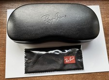 Custodia rigida per occhiali/occhiali da sole Ray Ban in pelle nera con panno per la pulizia 