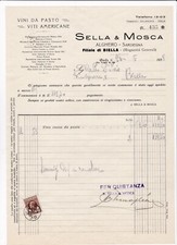 Fattura Biella Vini Da Pasto Viti Americane Sella & Mosca 1938 QX3698