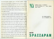 SPAZZAPAN LUIGI   Galleria I VOLSCI Roma 1972 - CATALOGO  GRAFICA