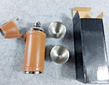 Travel Flask Leather Cased