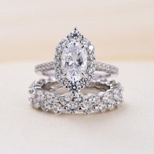 Trio Bridal Ring Set 8Ct Oval