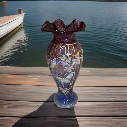 Vaso farfalla fiore dipinto - vaso, a