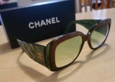 Vintage Rare Iconici Chanel 5019  occhiali sole oversize Verde Marrone 