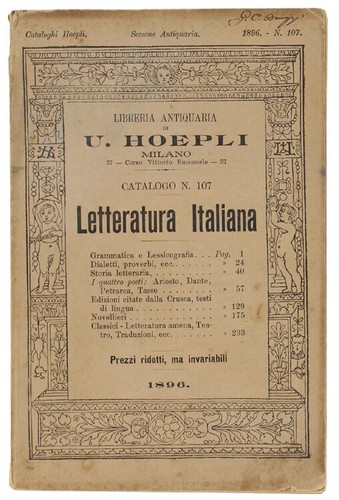 Letteratura italiana catalogo - letteratura, italiana.