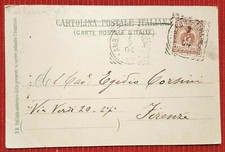6283-AMBULANTE ROMA-FIRENZE SU CARTOLINA DA ORVIETO, 2 C. VITT. EM. III, 1904