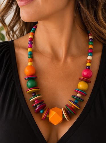 Collana legno colorata - collana,