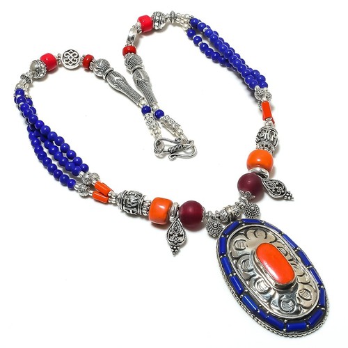 Collana lapislazzuli corallo - collana,