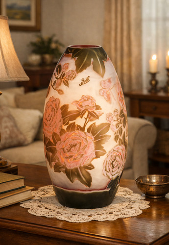Vaso stile gallé vetro cammeo - vaso,