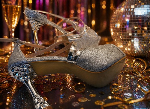 Tacchi alti glitter plateau