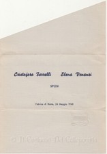 1948 Viterbo invito nozze matrimonio Ferrelli Venanzi Fabrica di Roma