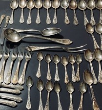 Antico Servizio posate Bagnato Argento 800 87 Pezzi Mai Utilizzato