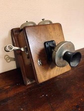 ANTICO TELEFONO IN LEGNO DA PARETE 1941 TELVE MARGHERA CORNETTO BACHELITE ROVERE