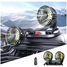 DOPPIO VENTILATORE PER AUTO 12V PORTATILE DA VIAGGIO REGOLABILE ARIA FRESCA