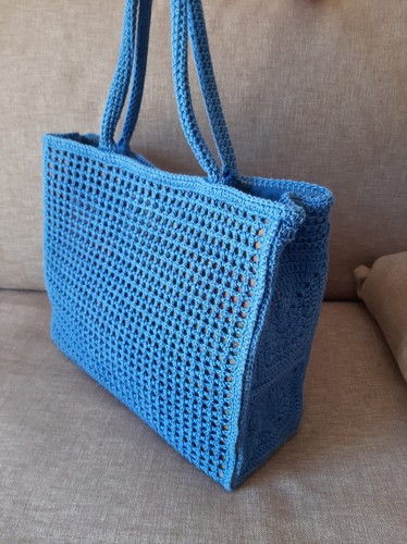 Borsa all uncinetto blu - all'uncinetto, in