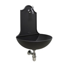 Fontana muro Marbella color ghisa + rubinetto e sifone cromato per casa giardino