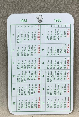 Rolex calendar 1984 1985 - rolex,