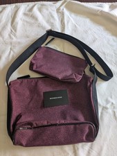 BORBONESE Borsa a tracolla viola con pochette originale – Tessuto OP