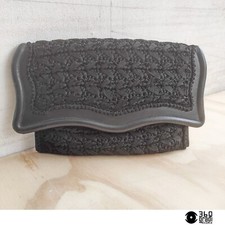 Antica pochette "Maria Nicoletta" in stoffa e finta pelle vintage 1940s